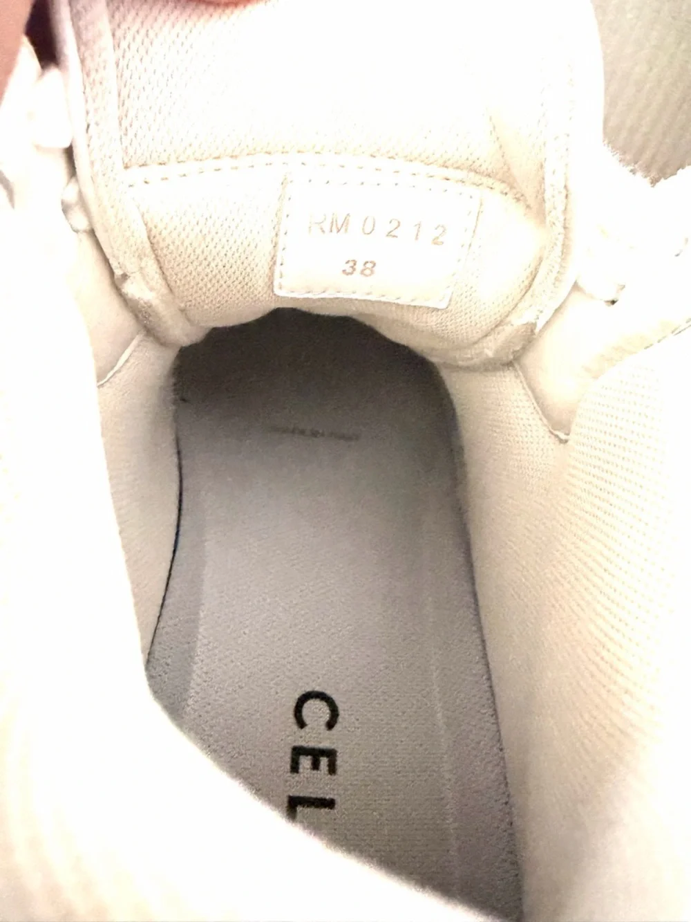 Celine White and Gray Leather Mid- Top Sneakers - Picture 4 of 7